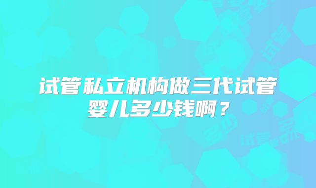 试管私立机构做三代试管婴儿多少钱啊？