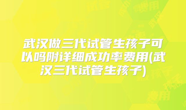 武汉做三代试管生孩子可以吗附详细成功率费用(武汉三代试管生孩子)