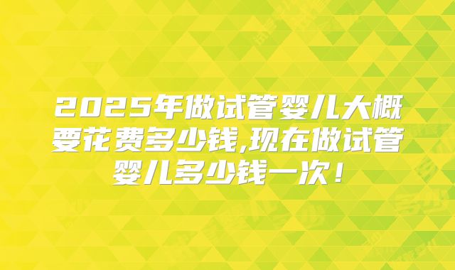 2025年做试管婴儿大概要花费多少钱,现在做试管婴儿多少钱一次！