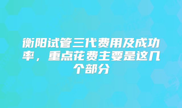 衡阳试管三代费用及成功率，重点花费主要是这几个部分