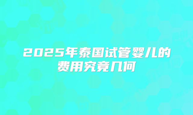 2025年泰国试管婴儿的费用究竟几何