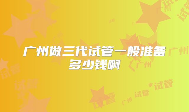 广州做三代试管一般准备多少钱啊