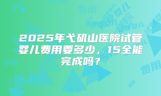 2025年弋矶山医院试管婴儿费用要多少,15全能完成吗?