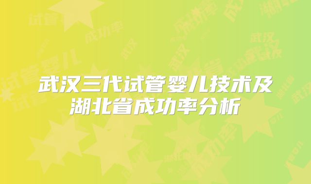武汉三代试管婴儿技术及湖北省成功率分析