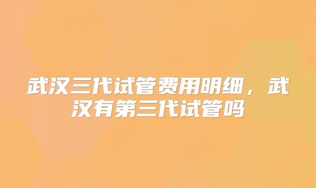 武汉三代试管费用明细，武汉有第三代试管吗