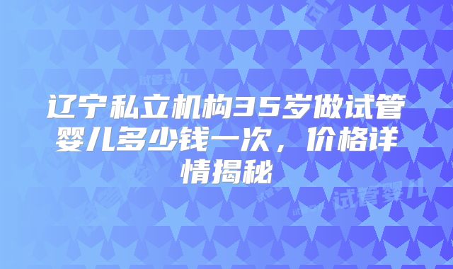 辽宁私立机构35岁做试管婴儿多少钱一次，价格详情揭秘
