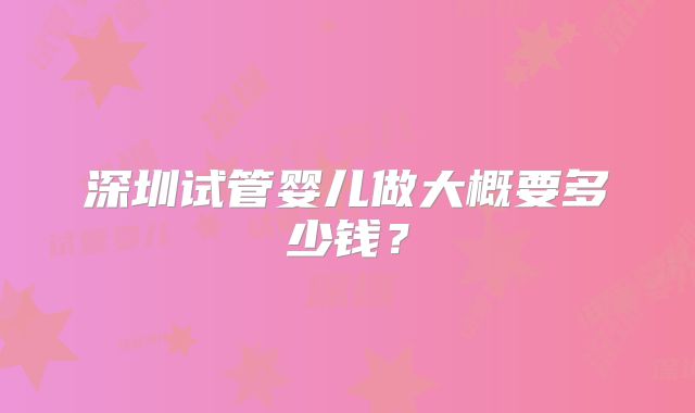 深圳试管婴儿做大概要多少钱？