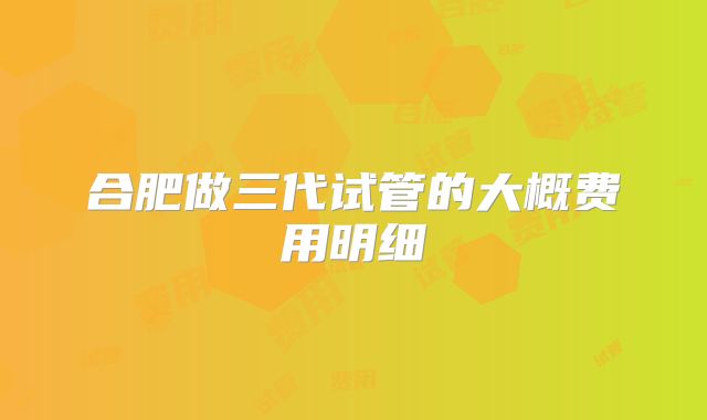合肥做三代试管的大概费用明细