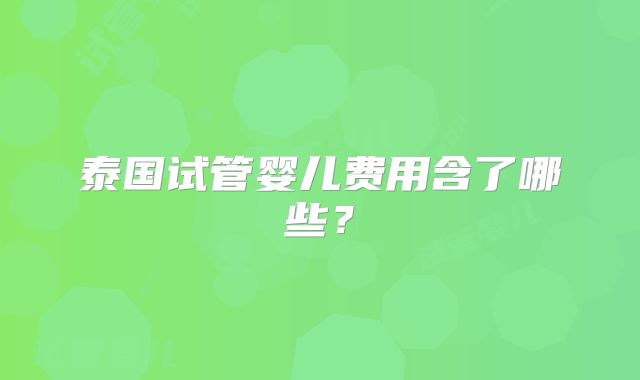 泰国试管婴儿费用含了哪些?