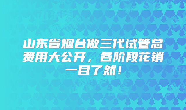 山东省烟台做三代试管总费用大公开，各阶段花销一目了然！