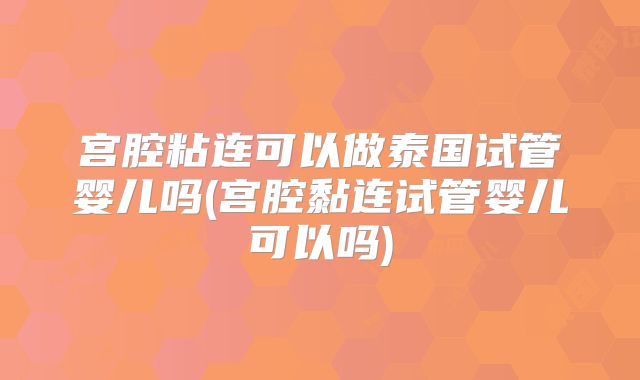 宫腔粘连可以做泰国试管婴儿吗(宫腔黏连试管婴儿可以吗)