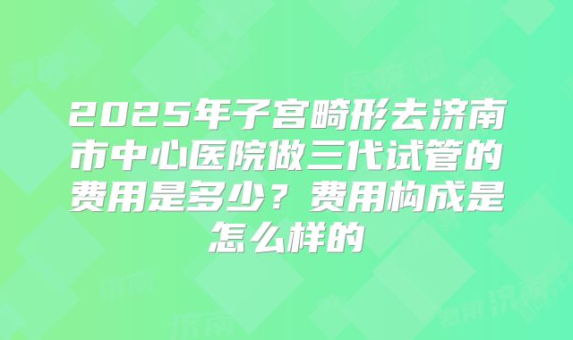 2025年子宫畸形去济南市中心医院做三代试管的费用是多少?费用构成是怎么样的