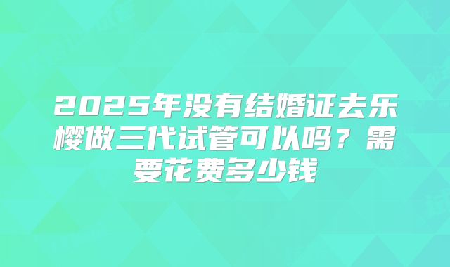 2025年没有结婚证去乐樱做三代试管可以吗?需要花费多少钱