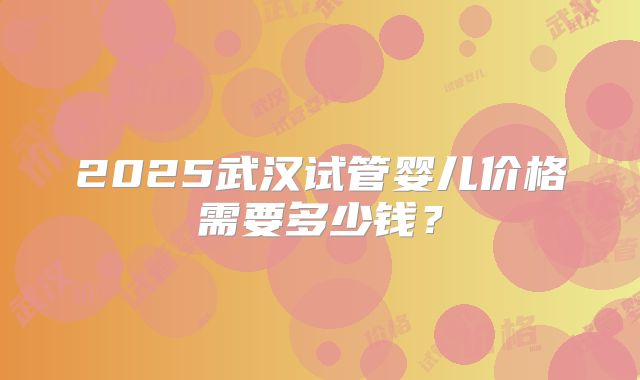 2025武汉试管婴儿价格需要多少钱？