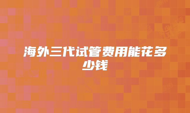 海外三代试管费用能花多少钱
