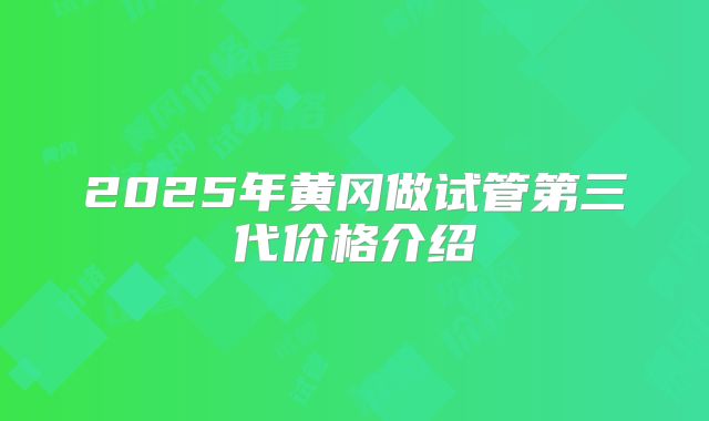 2025年黄冈做试管第三代价格介绍