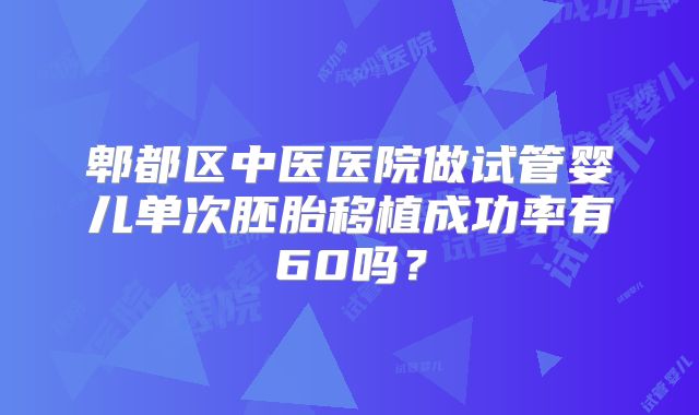 郫都区中医医院做试管婴儿单次胚胎移植成功率有60吗？