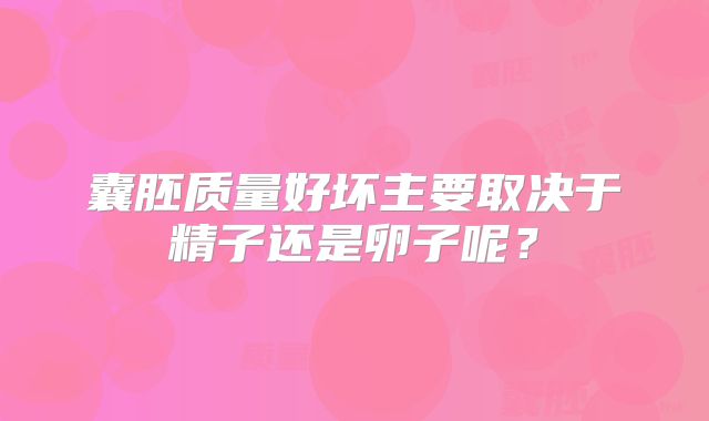 囊胚质量好坏主要取决于精子还是卵子呢?