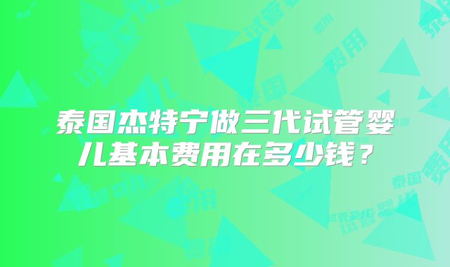 泰国杰特宁做三代试管婴儿基本费用在多少钱？