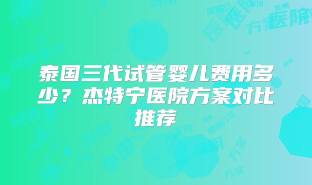 泰国三代试管婴儿费用多少？杰特宁医院方案对比推荐