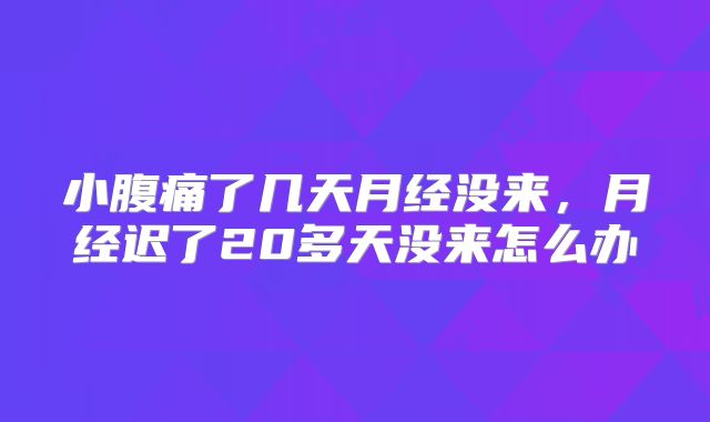 小腹痛了几天月经没来,月经迟了20多天没来怎么办
