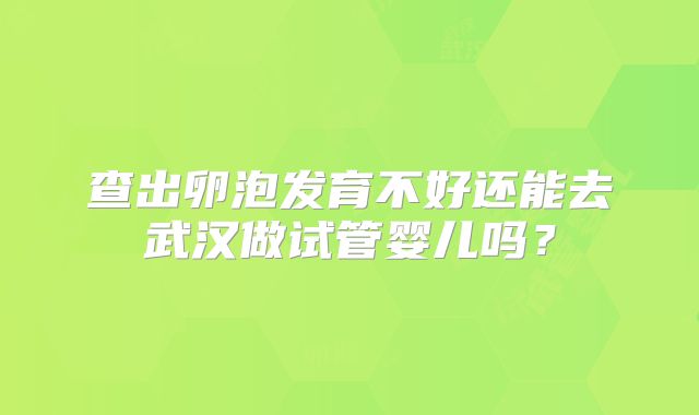 查出卵泡发育不好还能去武汉做试管婴儿吗？