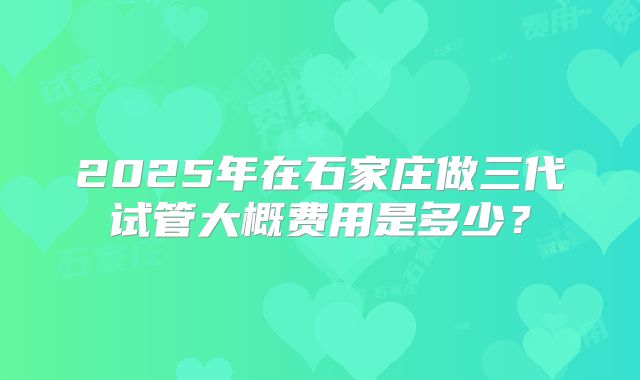 2025年在石家庄做三代试管大概费用是多少?