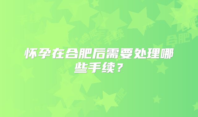 怀孕在合肥后需要处理哪些手续？