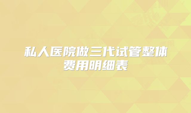 私人医院做三代试管整体费用明细表
