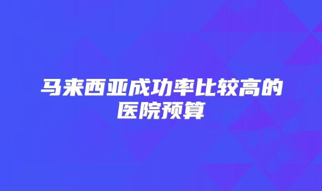 马来西亚成功率比较高的医院预算