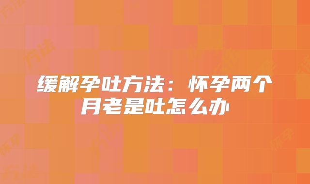 缓解孕吐方法：怀孕两个月老是吐怎么办