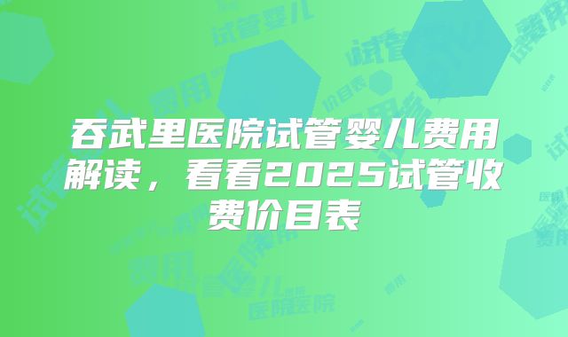 吞武里医院试管婴儿费用解读,看看2025试管收费价目表