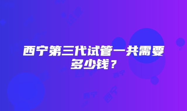 西宁第三代试管一共需要多少钱？