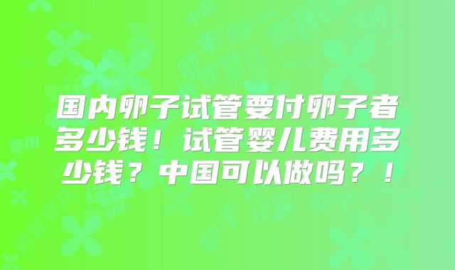 国内卵子试管要付卵子者多少钱!试管婴儿费用多少钱?中国可以做吗?!