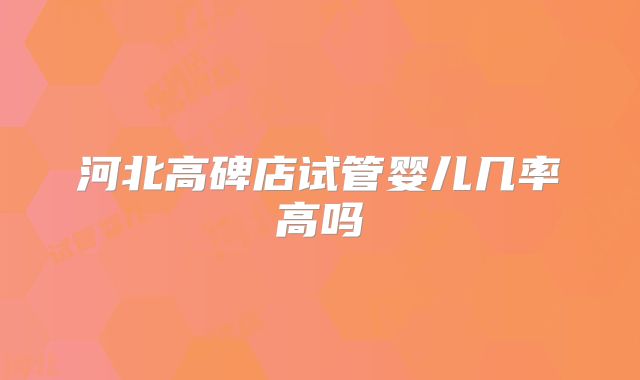 河北高碑店试管婴儿几率高吗