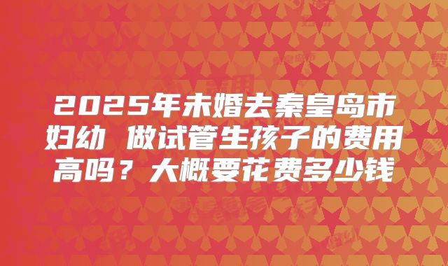 2025年未婚去秦皇岛市妇幼 做试管生孩子的费用高吗？大概要花费多少钱