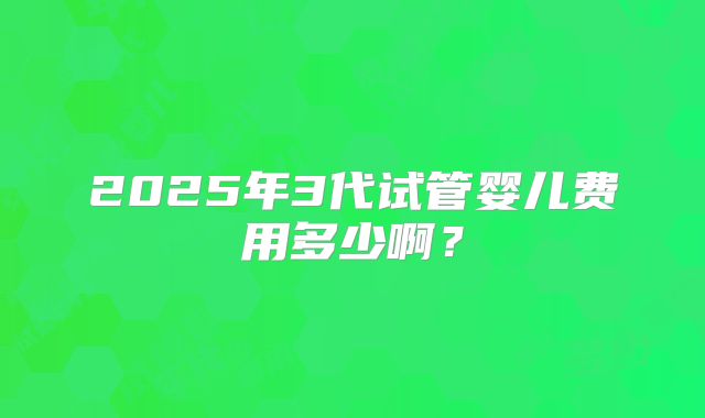 2025年3代试管婴儿费用多少啊？