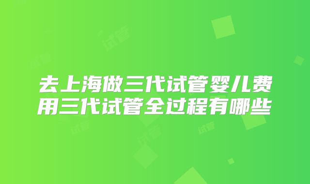 去上海做三代试管婴儿费用三代试管全过程有哪些