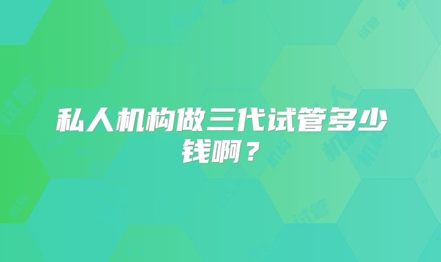 私人机构做三代试管多少钱啊?