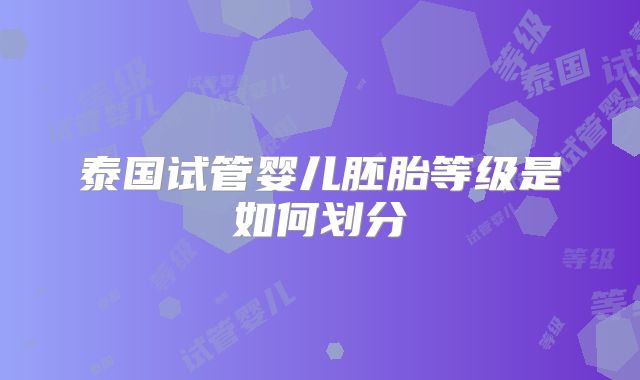 泰国试管婴儿胚胎等级是如何划分
