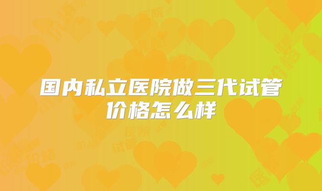 国内私立医院做三代试管价格怎么样