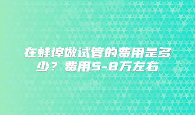 在蚌埠做试管的费用是多少?费用5-8万左右