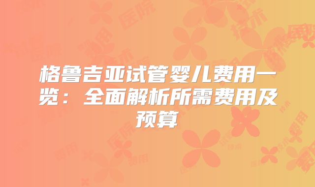 格鲁吉亚试管婴儿费用一览：全面解析所需费用及预算