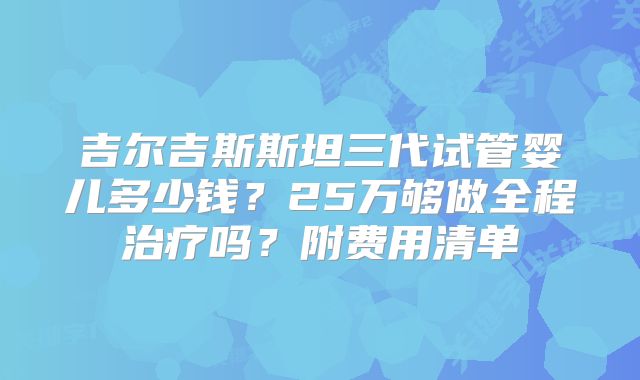 吉尔吉斯斯坦三代试管婴儿多少钱?25万够做全程治疗吗?附费用清单