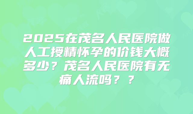 2025在茂名人民医院做人工授精怀孕的价钱大概多少？茂名人民医院有无痛人流吗？？