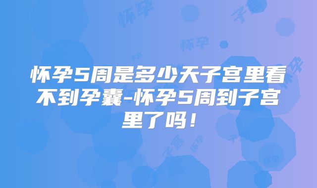 怀孕5周是多少天子宫里看不到孕囊-怀孕5周到子宫里了吗!