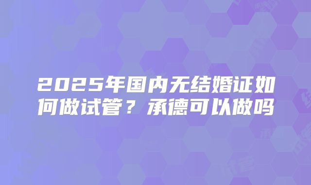 2025年国内无结婚证如何做试管？承德可以做吗
