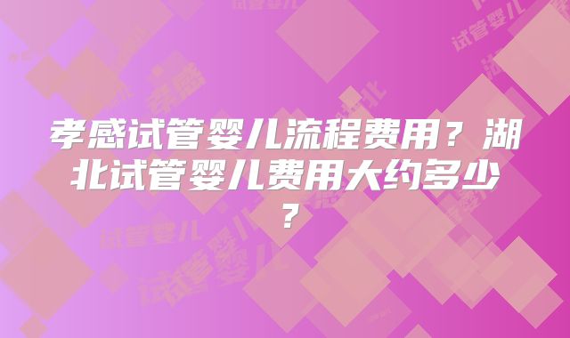 孝感试管婴儿流程费用？湖北试管婴儿费用大约多少？