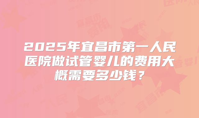 2025年宜昌市第一人民医院做试管婴儿的费用大概需要多少钱？