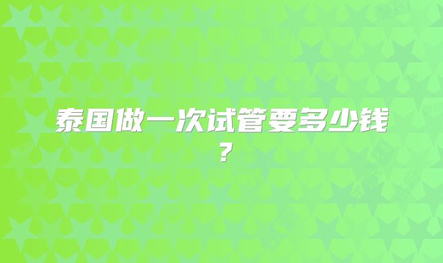 泰国做一次试管要多少钱？
